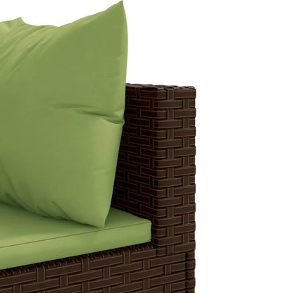 10-tlg. Garten-Sofagarnitur mit Kissen Braun Poly Rattan