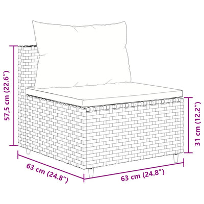 10-tlg. Garten-Sofagarnitur mit Kissen Braun Poly Rattan