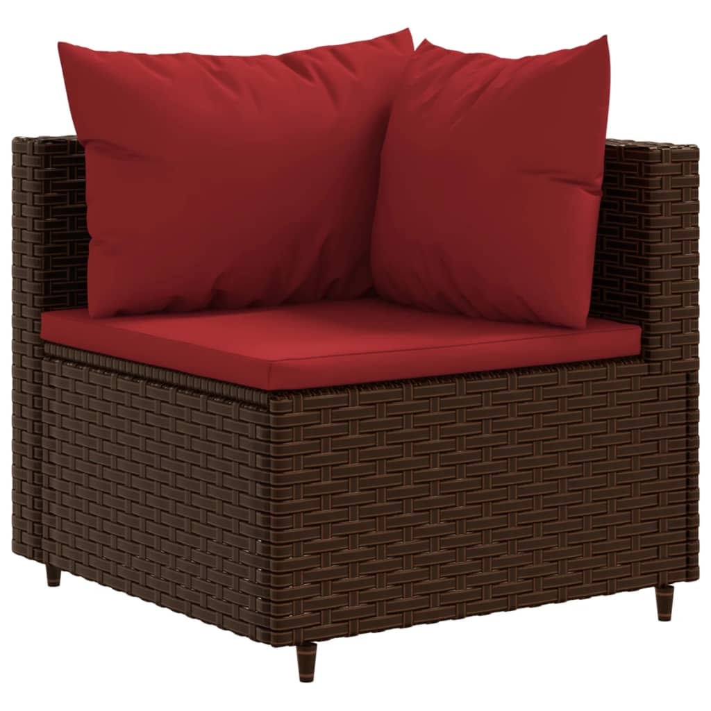 10-tlg. Garten-Sofagarnitur mit Kissen Braun Poly Rattan