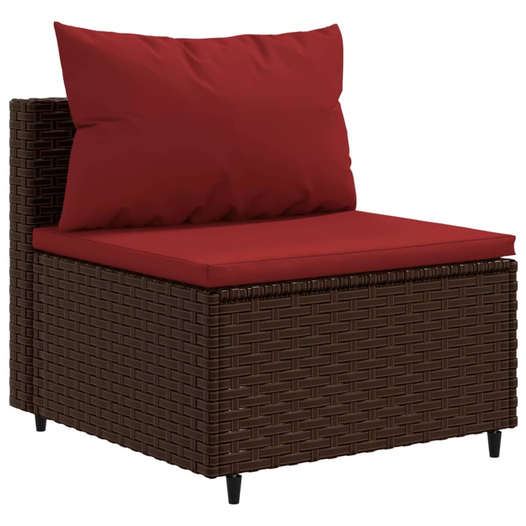 11-tlg. Garten-Sofagarnitur mit Kissen Braun Poly Rattan