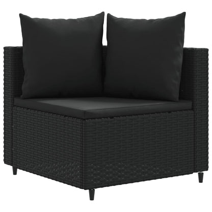 4-tlg. Garten-Sofagarnitur mit Kissen Schwarz Poly Rattan