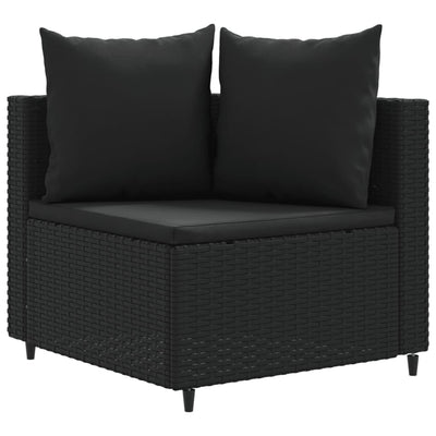 10-tlg. Garten-Sofagarnitur mit Kissen Schwarz Poly Rattan