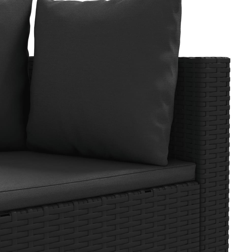 10-tlg. Garten-Sofagarnitur mit Kissen Schwarz Poly Rattan