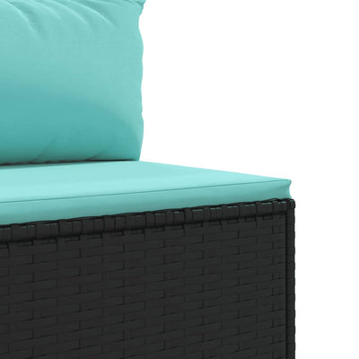 10-tlg. Garten-Sofagarnitur mit Kissen Schwarz Poly Rattan