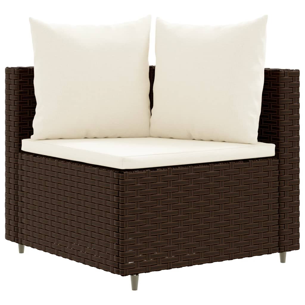 10-tlg. Garten-Sofagarnitur mit Kissen Braun Poly Rattan