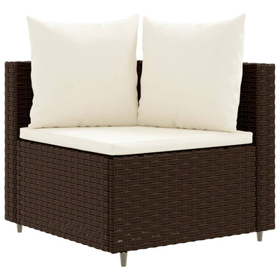 10-tlg. Garten-Sofagarnitur mit Kissen Braun Poly Rattan