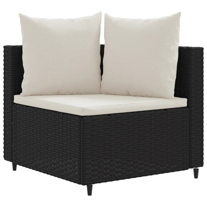 5-tlg. Garten-Sofagarnitur mit Kissen Schwarz Poly Rattan