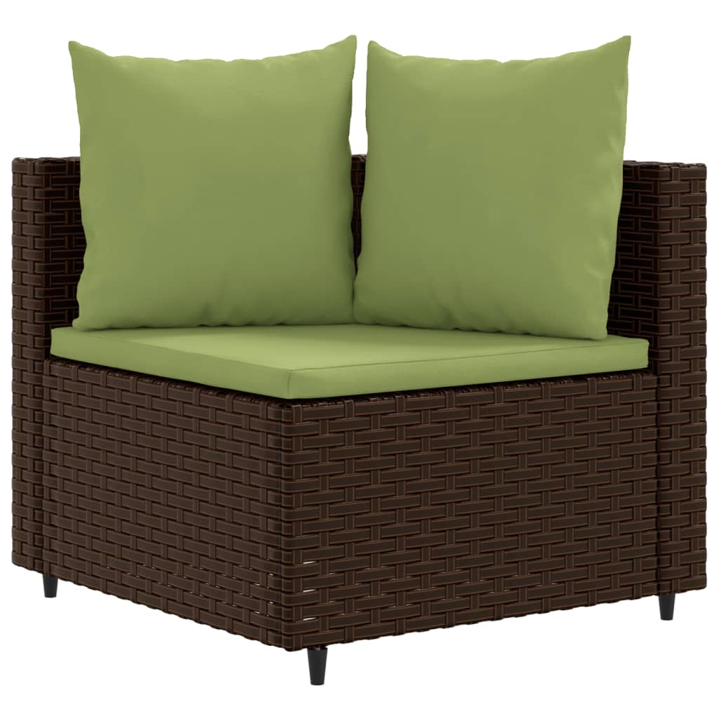 5-tlg. Garten-Sofagarnitur mit Kissen Braun Poly Rattan