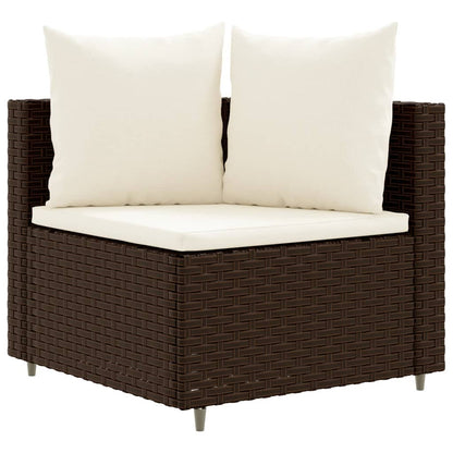 3-tlg. Garten-Sofagarnitur mit Kissen Braun Poly Rattan