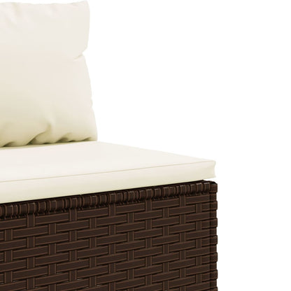 3-tlg. Garten-Sofagarnitur mit Kissen Braun Poly Rattan