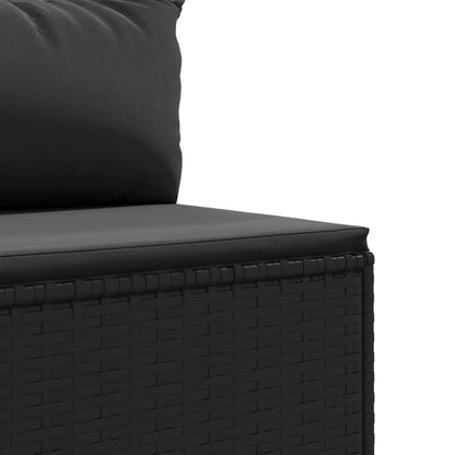 3-tlg. Garten-Sofagarnitur mit Kissen Schwarz Poly Rattan