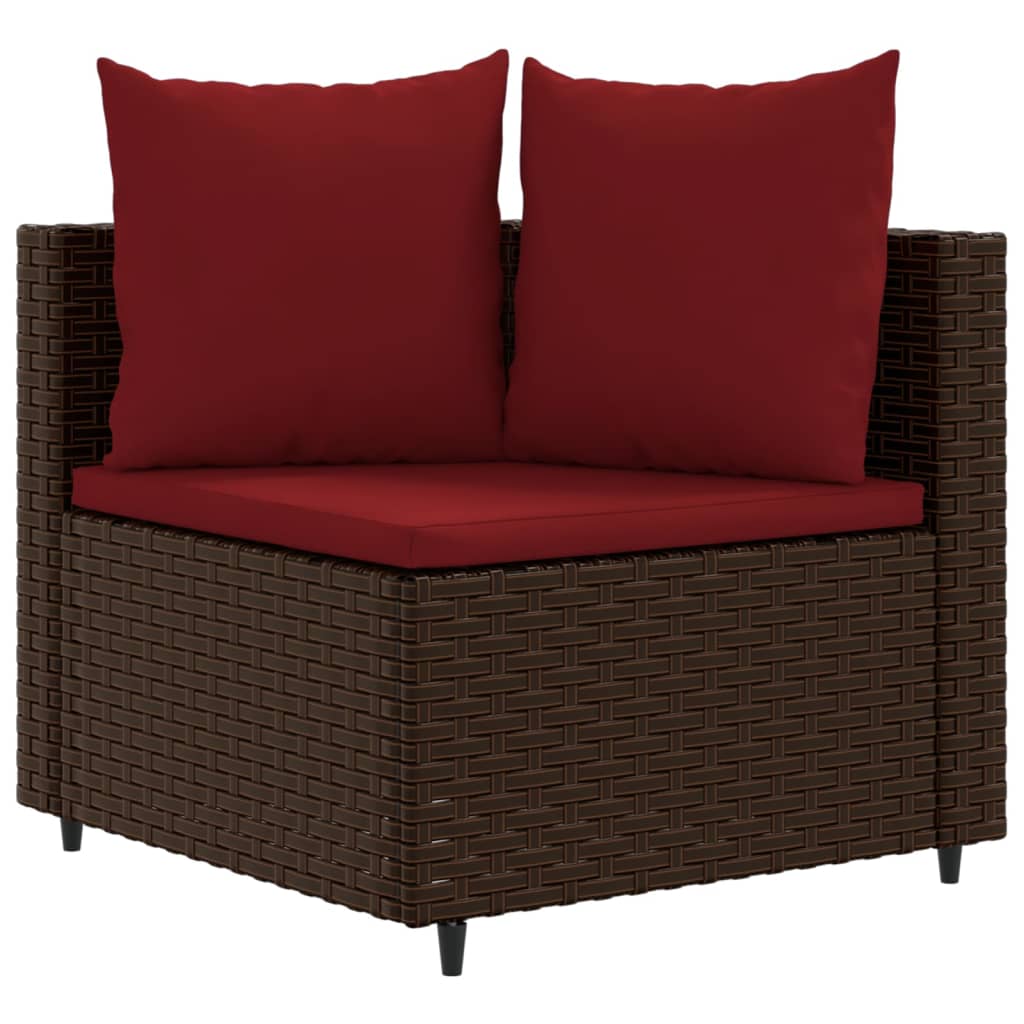 3-tlg. Garten-Sofagarnitur mit Kissen Braun Poly Rattan