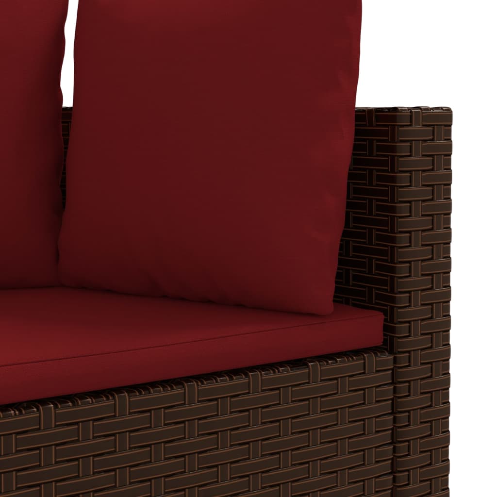 3-tlg. Garten-Sofagarnitur mit Kissen Braun Poly Rattan