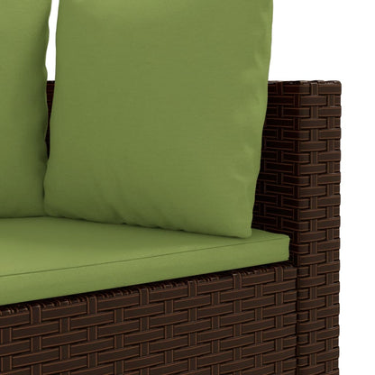 3-tlg. Garten-Sofagarnitur mit Kissen Braun Poly Rattan