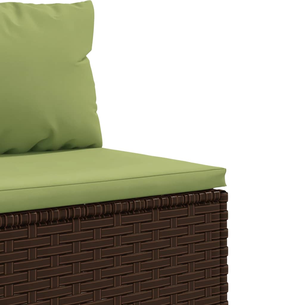 3-tlg. Garten-Sofagarnitur mit Kissen Braun Poly Rattan