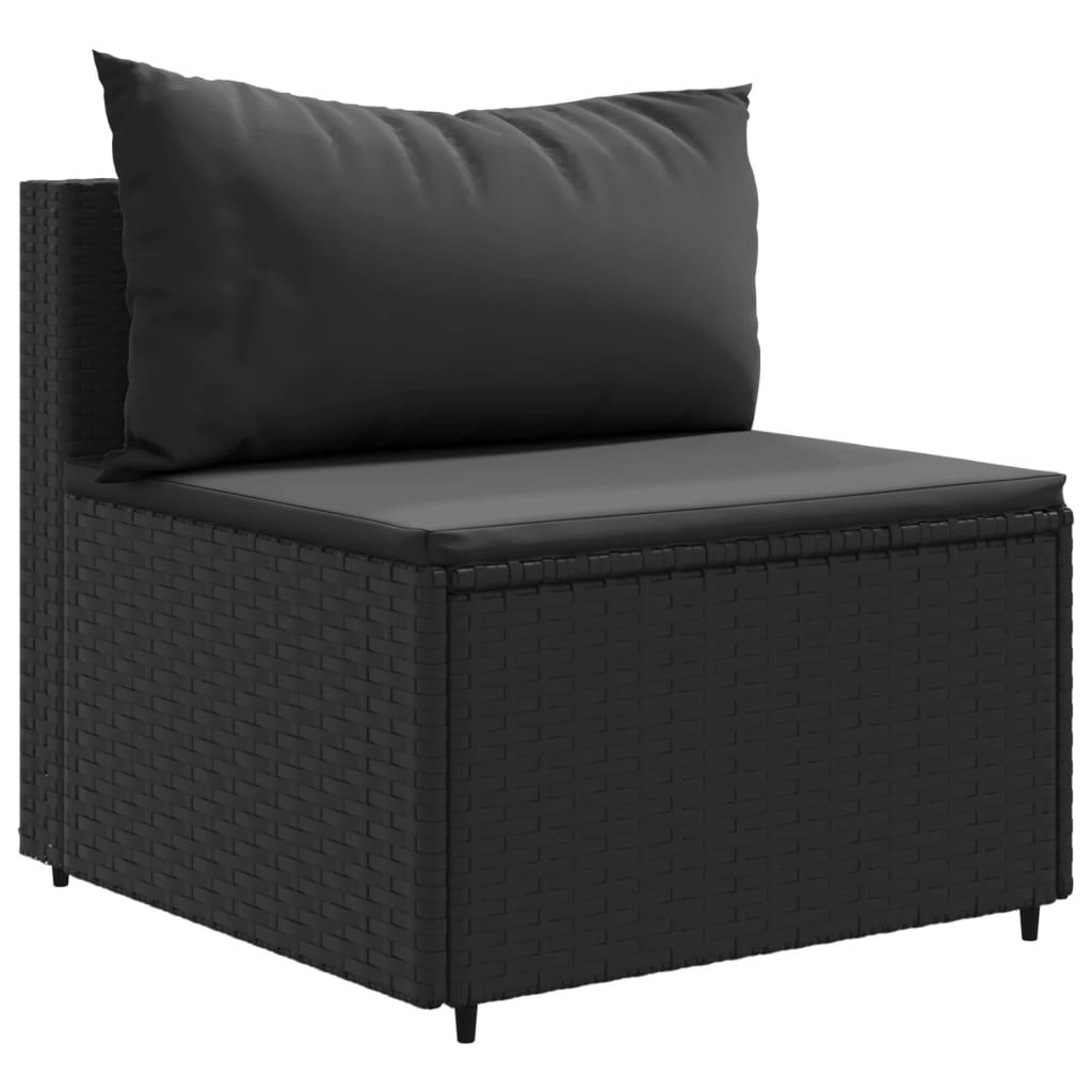 4-tlg. Garten-Sofagarnitur mit Kissen Schwarz Poly Rattan