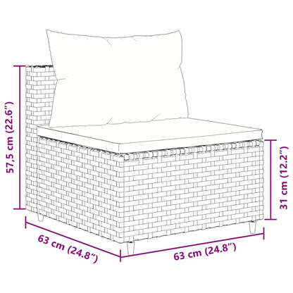 4-tlg. Garten-Sofagarnitur mit Kissen Grau Poly Rattan