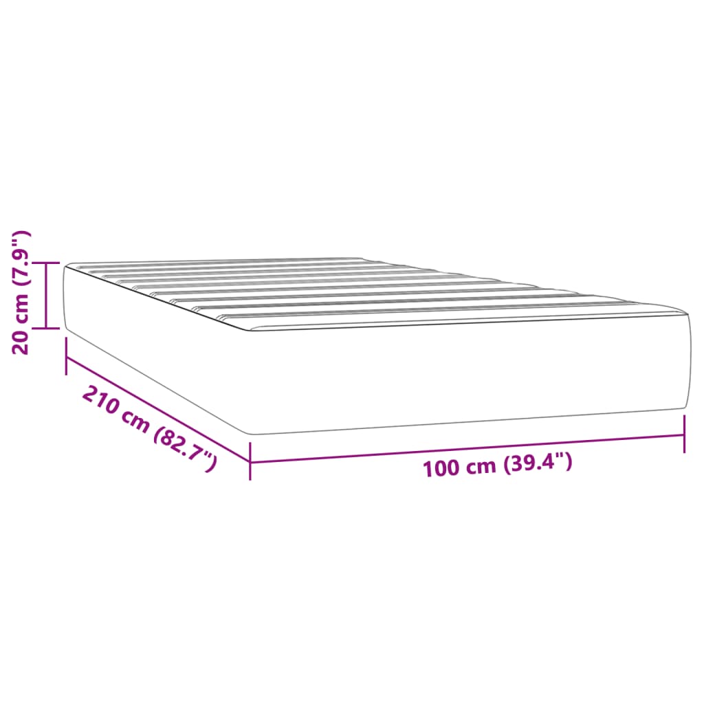 Taschenfederkernmatratze Dunkelgrau 100x210x20 cm Samt