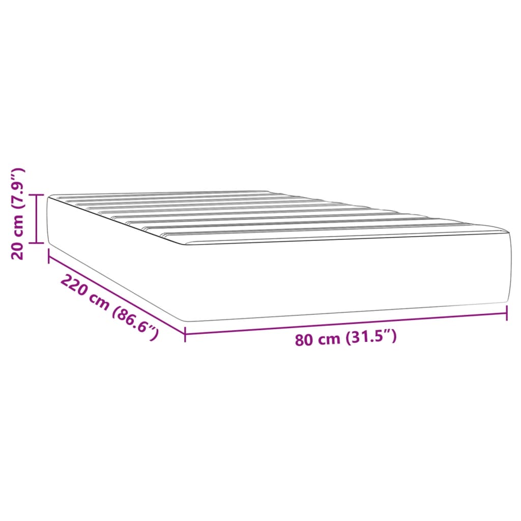 Taschenfederkernmatratze Dunkelgrau 80x220x20 cm Samt