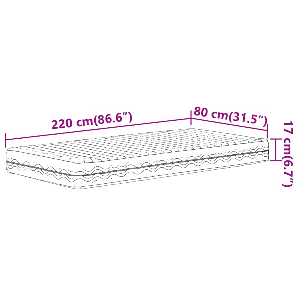 Schaumstoffmatratze Weiß 80x220 cm Härtegrad H2 H3