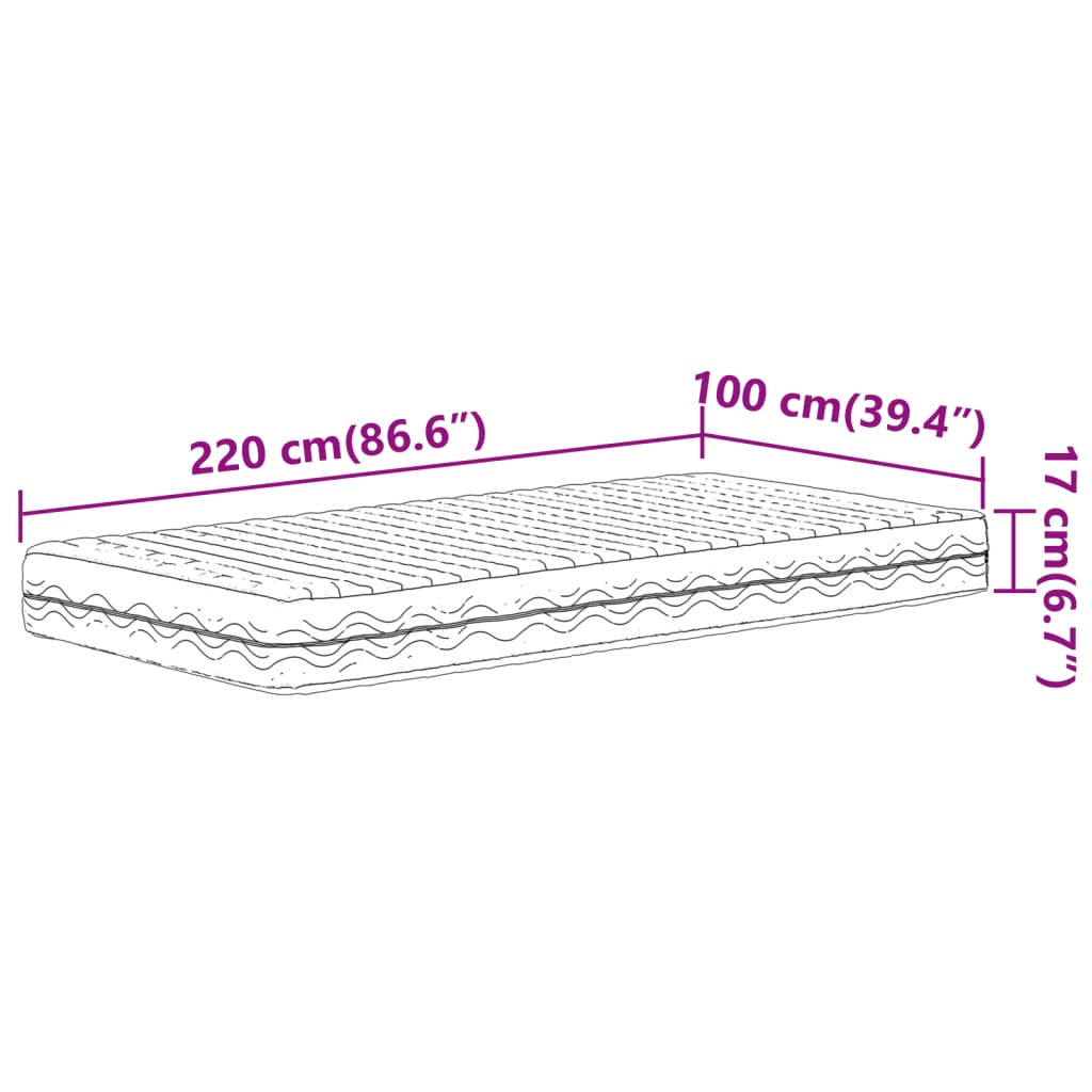 Schaumstoffmatratze Weiß 100x220 cm Härtegrad H2 H3