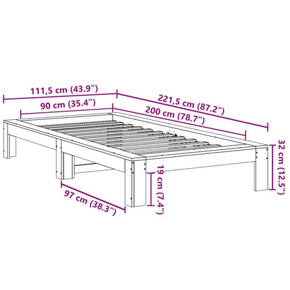 Massivholzbett ohne Matratze Weiß 90x200 cm Kiefernholz