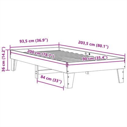 Massivholzbett ohne Matratze Weiß 90x200 cm Kiefernholz