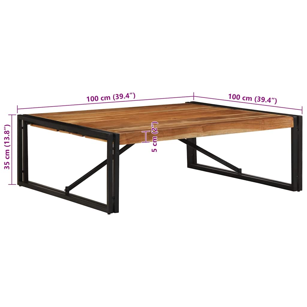 Couchtisch 100x100x35 cm Raues Massivholz Akazie