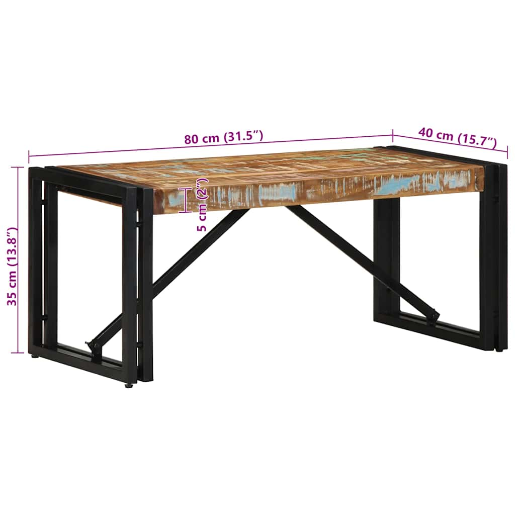 Couchtisch Mehrfarbig 80x40x35 cm Altholz Massivholz