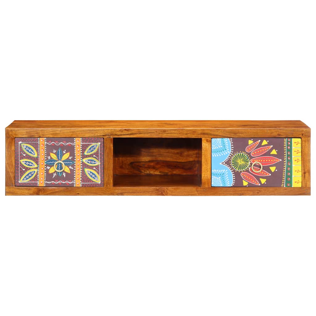 TV-Wandschrank Mehrfarbig 100x30x22 cm Massivholz Akazie