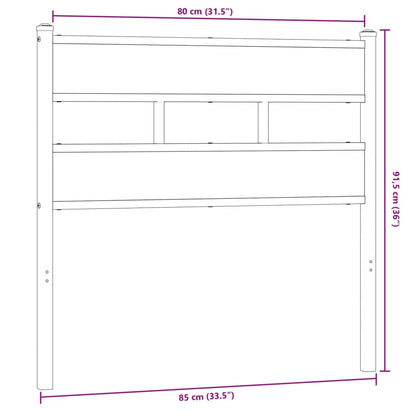 Kopfteil Räuchereiche 80 cm Eisen und Holzwerkstoff