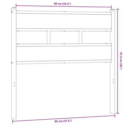 Kopfteil Räuchereiche 90 cm Eisen und Holzwerkstoff