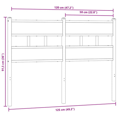 Kopfteil Räuchereiche 120 cm Eisen und Holzwerkstoff