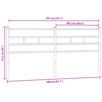 Kopfteil Räuchereiche 200 cm Eisen und Holzwerkstoff