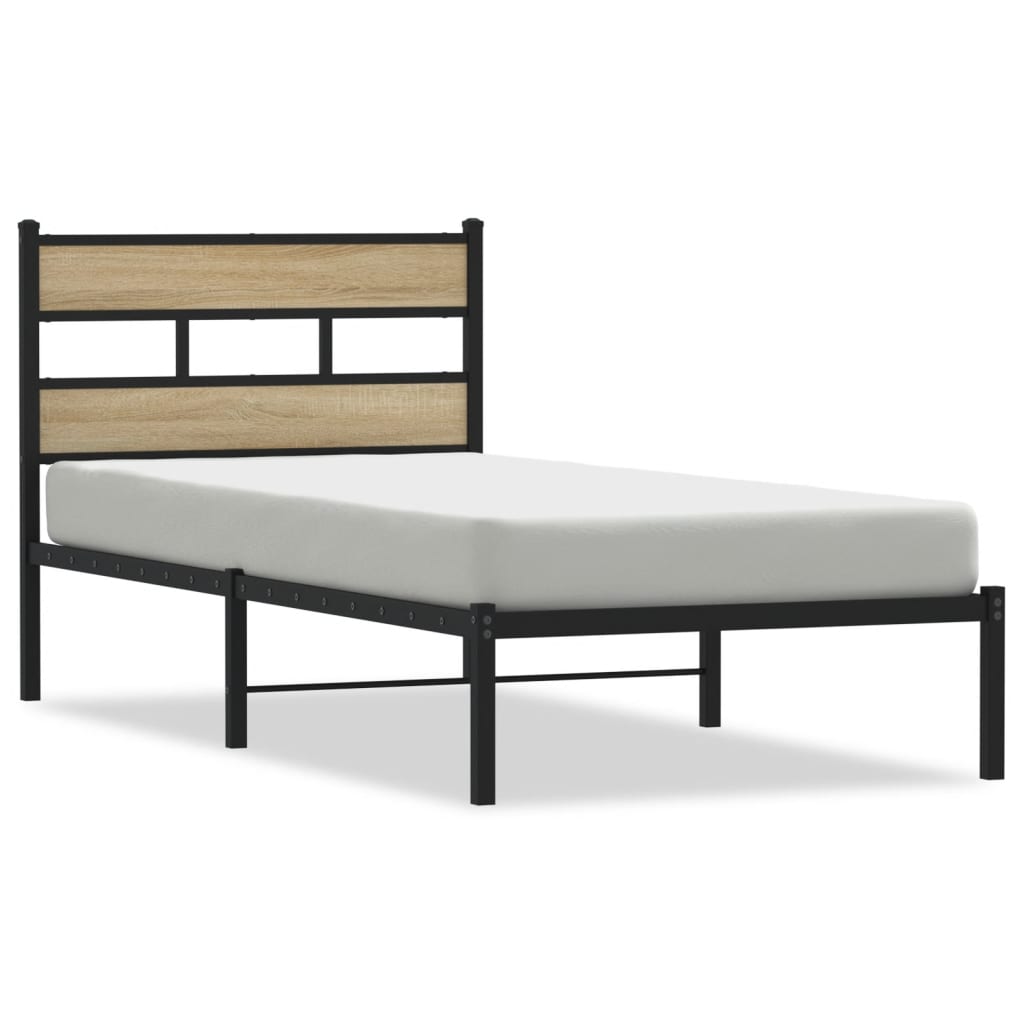 Metallbett ohne Matratze Sonoma-Eiche 107x203 cm