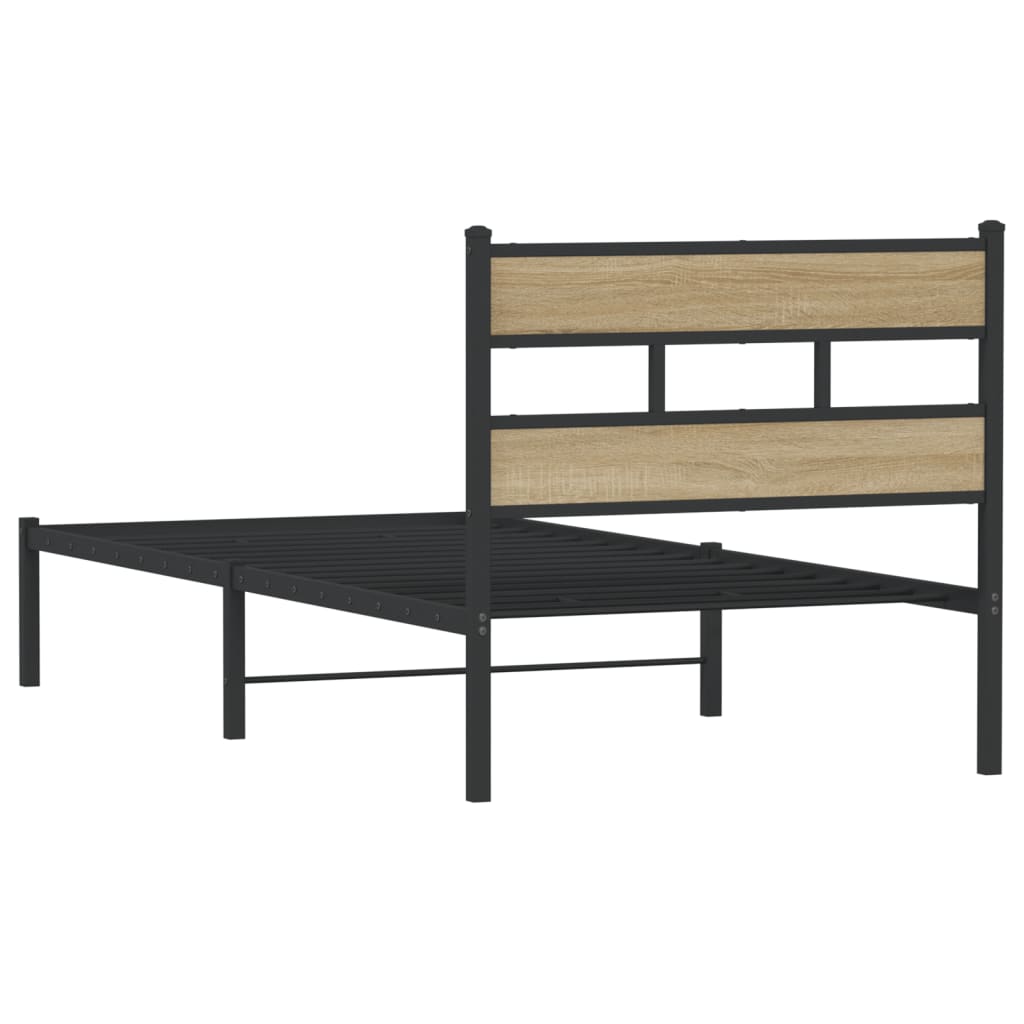 Metallbett ohne Matratze Sonoma-Eiche 107x203 cm