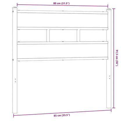 Kopfteil Sonoma-Eiche 80 cm Eisen und Holzwerkstoff