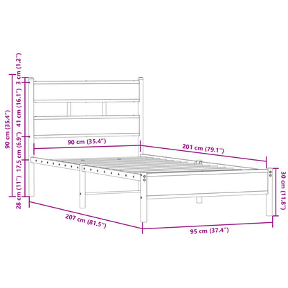 Bettgestell ohne Matratze mit Kopfteil Sonoma-Eiche 90x200 cm