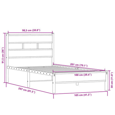 Bettgestell ohne Matratze Sonoma-Eiche 100x200 cm Holzwerkstoff