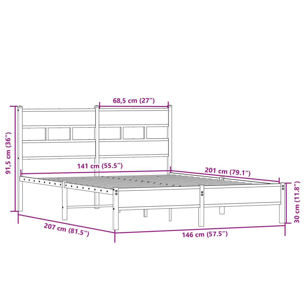 Bettgestell ohne Matratze Sonoma-Eiche 140x200 cm Holzwerkstoff