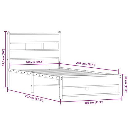 Metallbett ohne Matratze Sonoma-Eiche 100x200 cm