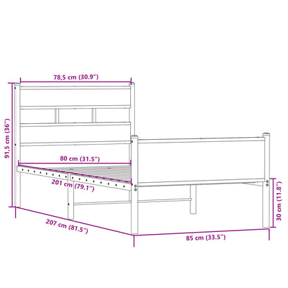 Bettgestell ohne Matratze Sonoma-Eiche 80x200 cm Holzwerkstoff