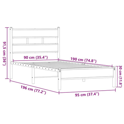 Bettgestell ohne Matratze Braun Eiche 90x190 cm Holzwerkstoff