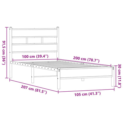 Bettgestell ohne Matratze Braun Eiche 100x200 cm Holzwerkstoff