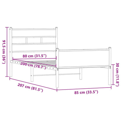 Bettgestell ohne Matratze Braun Eiche 80x200 cm Holzwerkstoff