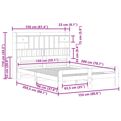 Massivholzbett mit Regal ohne Matratze 150x200 cm Kiefernholz