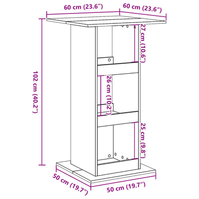 Bartisch mit Ablagen Grau Sonoma 60x60x102 cm Holzwerkstoff