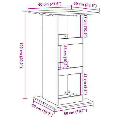 Bartisch mit Ablagen Artisan-Eiche 60x60x102 cm Holzwerkstoff