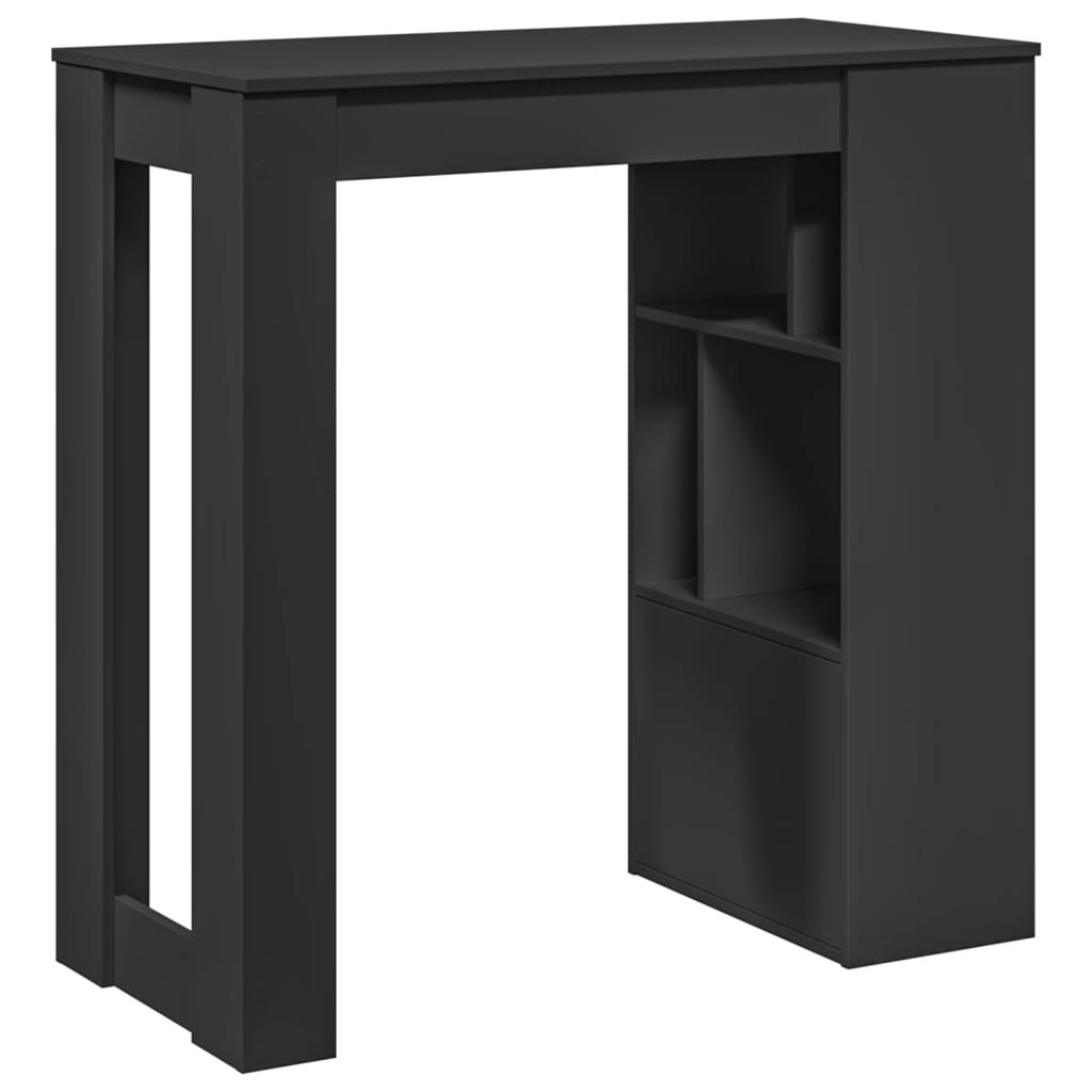 Bartisch mit Regal Schwarz 102x50x103,5 cm Holzwerkstoff