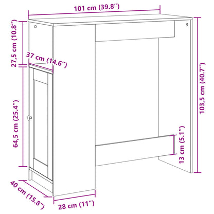 Bartisch mit Regal Weiß 101x40x103,5 cm Holzwerkstoff